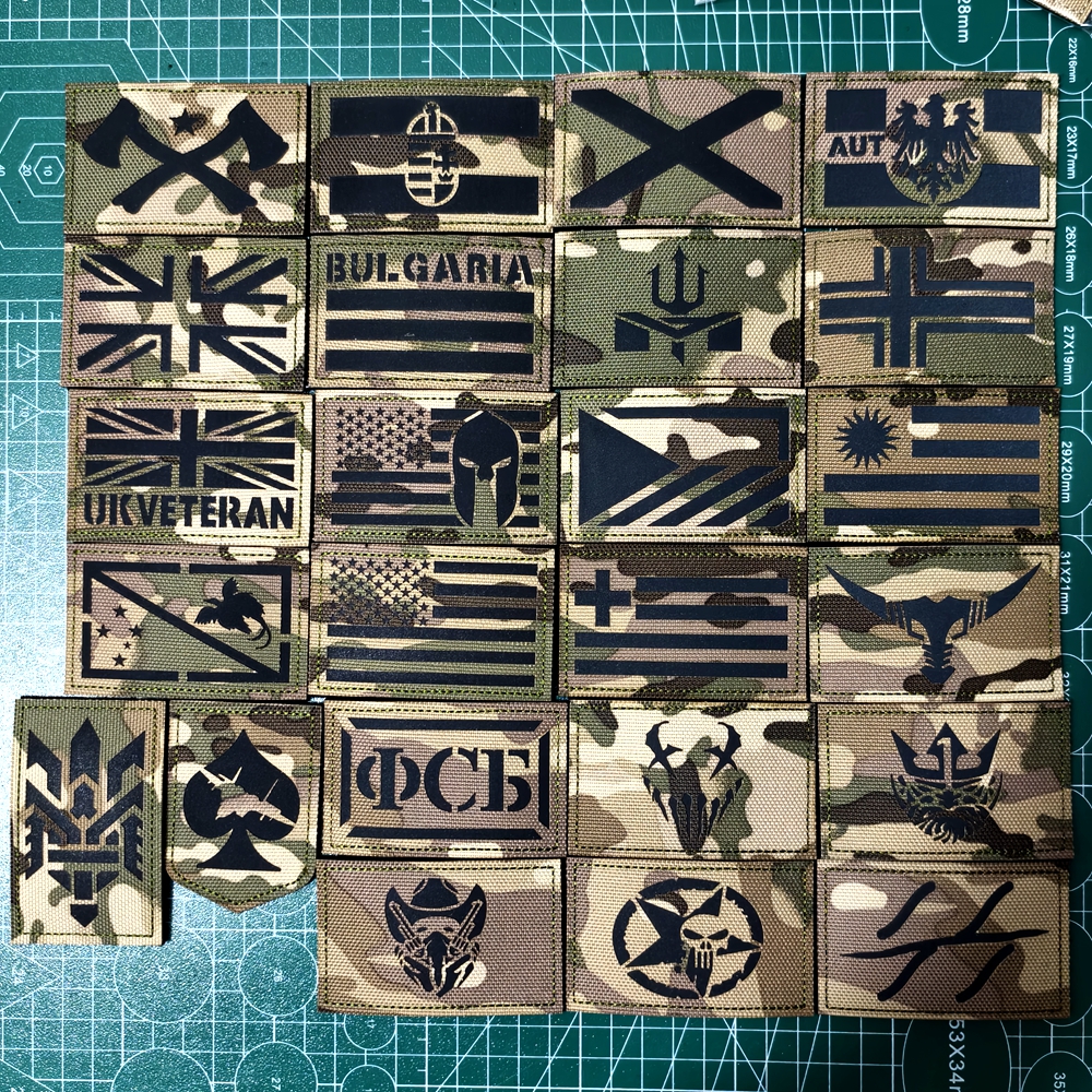 IR国旗贴章战术士气章魔术贴章个性创意反光补丁贴章臂章徽章贴章