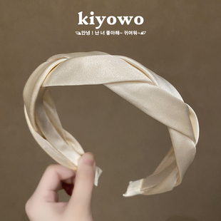 简约缎面麻花发箍女款 发卡高颅顶日常外戴洗脸头箍 高级感洋气时尚