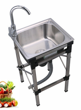 304不锈钢水槽大小单槽厨房洗菜盆洗碗池洗手盆单盘洗菜池42X37普