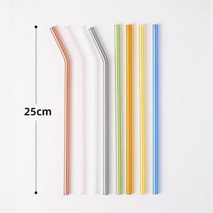 玻璃吸管弯曲25cm加长弯曲彩色环保耐热耐高温高硼硅直管棕红色