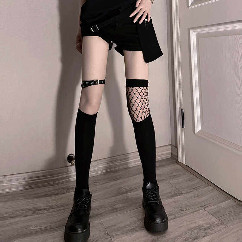 中筒袜女黑丝性感春夏小腿袜辣妹亚文化拼接过膝渔网袜半截高筒袜,女士内衣/男士内衣/家居服,长筒袜,淘宝优惠券,粉丝福利购,淘宝优惠卷