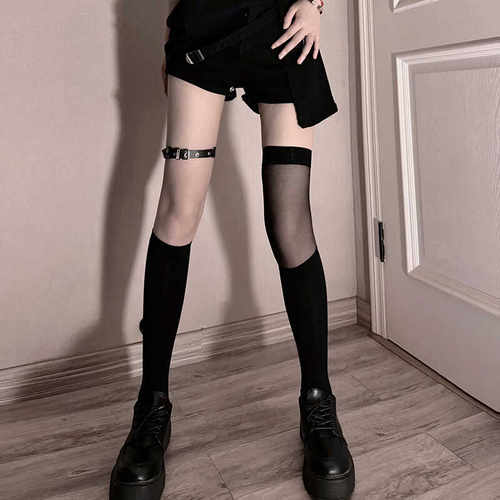 中筒袜黑色小腿丝袜女学生高筒袜