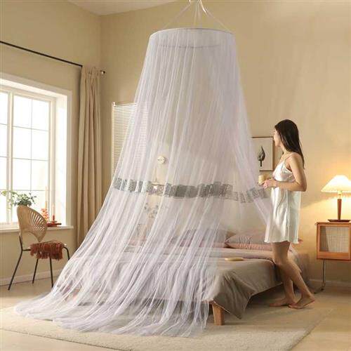 免安装吊挂圆顶式吊顶蚊帐家用卧室公主风床幔落地加密夏天白色