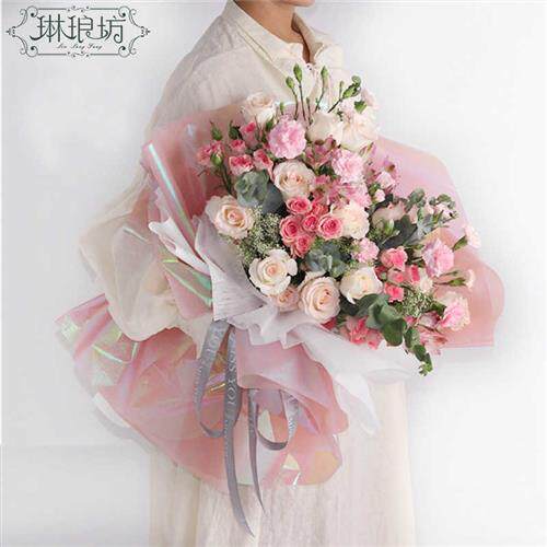 琳琅坊 新品布拉诺纸玫瑰花包装花艺纸炫彩色纸七彩光花束包装纸