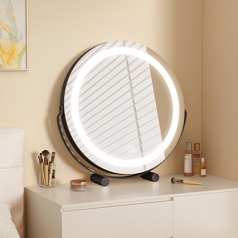 镜子化妆镜台式桌面梳妆台带灯家用led灯美妆镜宿舍网红ins风