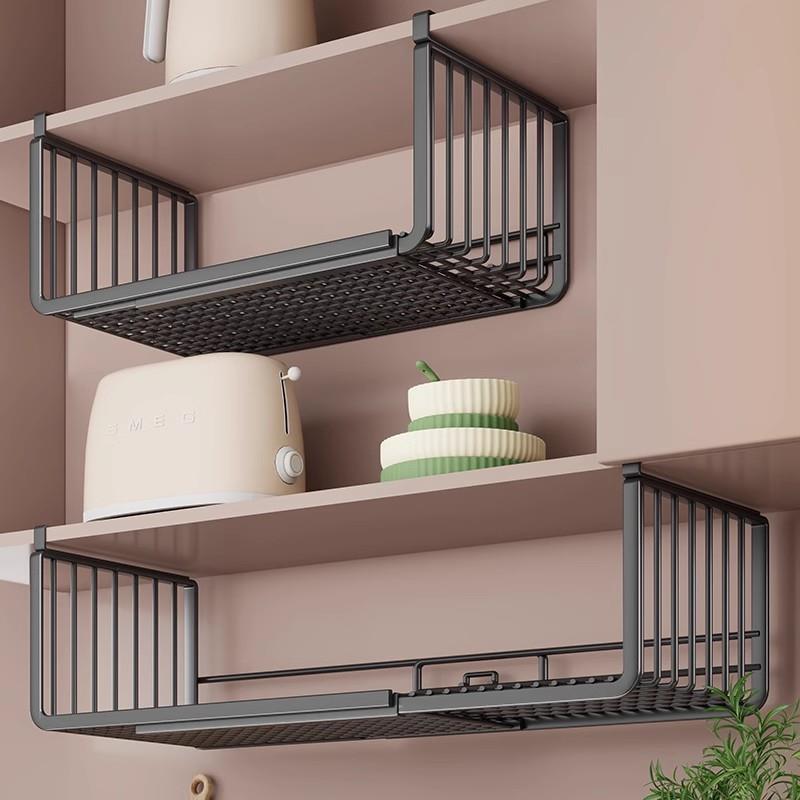 厨房置物架可伸缩悬挂分层调料品挂架橱柜内吊柜下收纳下挂挂篮