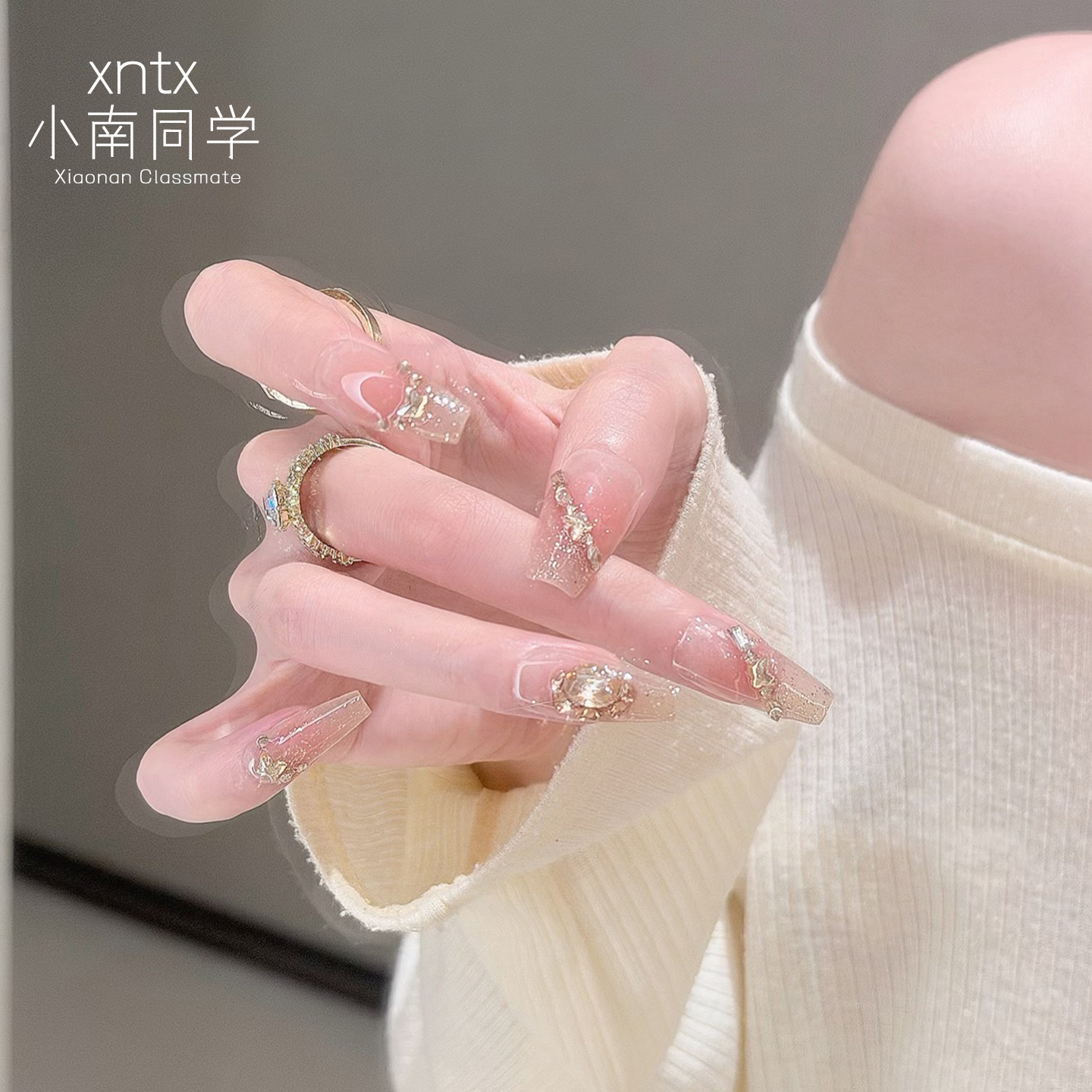 【爆闪晶石显白甲】气质原创美甲