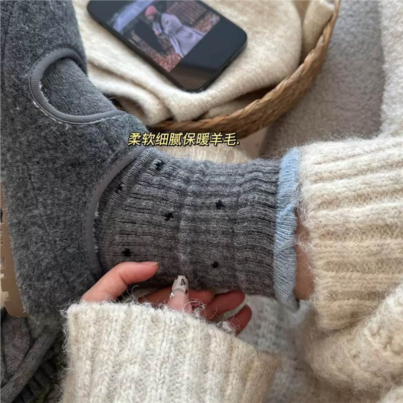 加厚加绒保暖灰色百搭冬天长筒袜