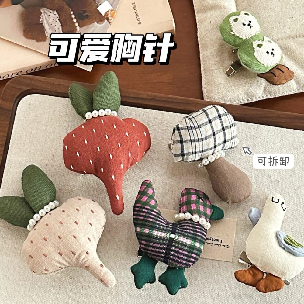 学生用品韩系复古胸针萌宠布艺发夹甜美可爱刘海夹百搭装饰别针