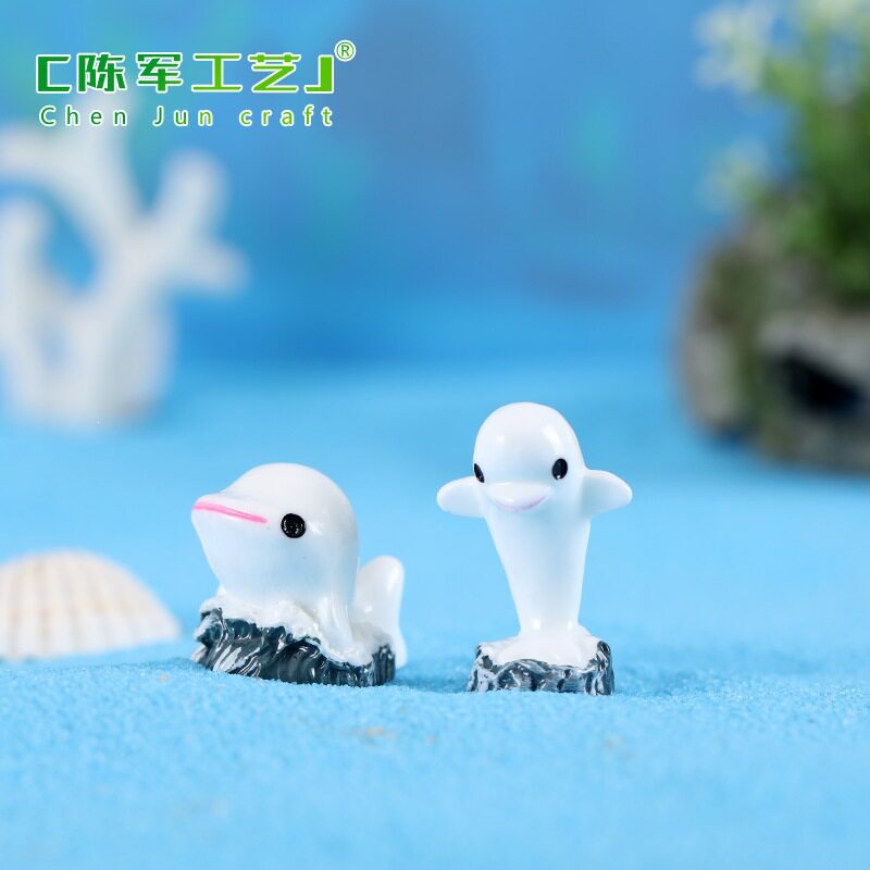 格爱琴海树脂白色海豚装饰水族摆