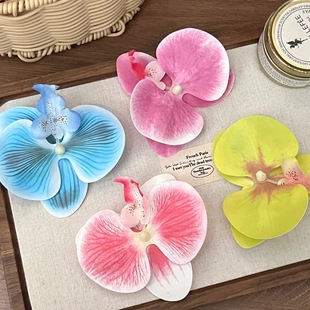 义乌小商品高颜值蝴蝶兰花朵发夹少女百搭刘海夹边夹氛围感发饰花