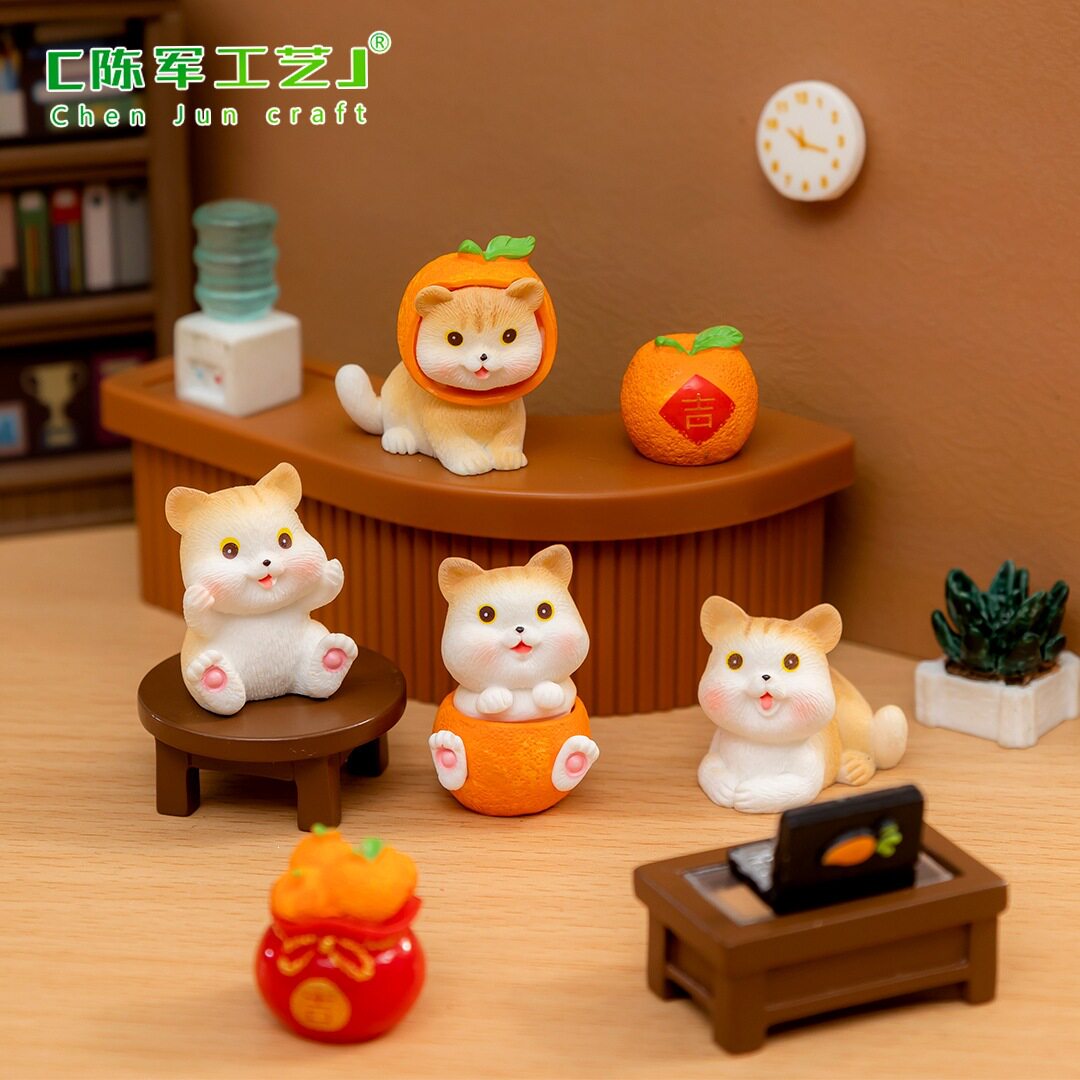 大利橘猫咪盲盒装景观车载桌面小