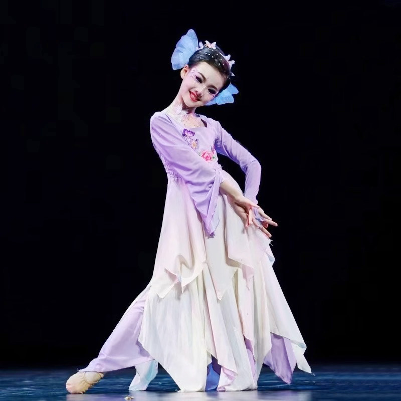 儿童蝶香舞蹈服王诗意同款金刚舞蹈蝴蝶道具女古典舞飘逸演出服装