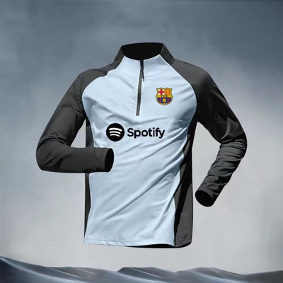 2024巴萨训练服男秋冬季速干运动半拉链登贝莱同款足球服定制长袖