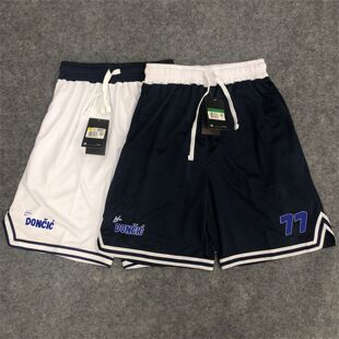 篮球短裤男夏季宽松速干五分运动裤独行侠东契奇77号球裤网眼透气