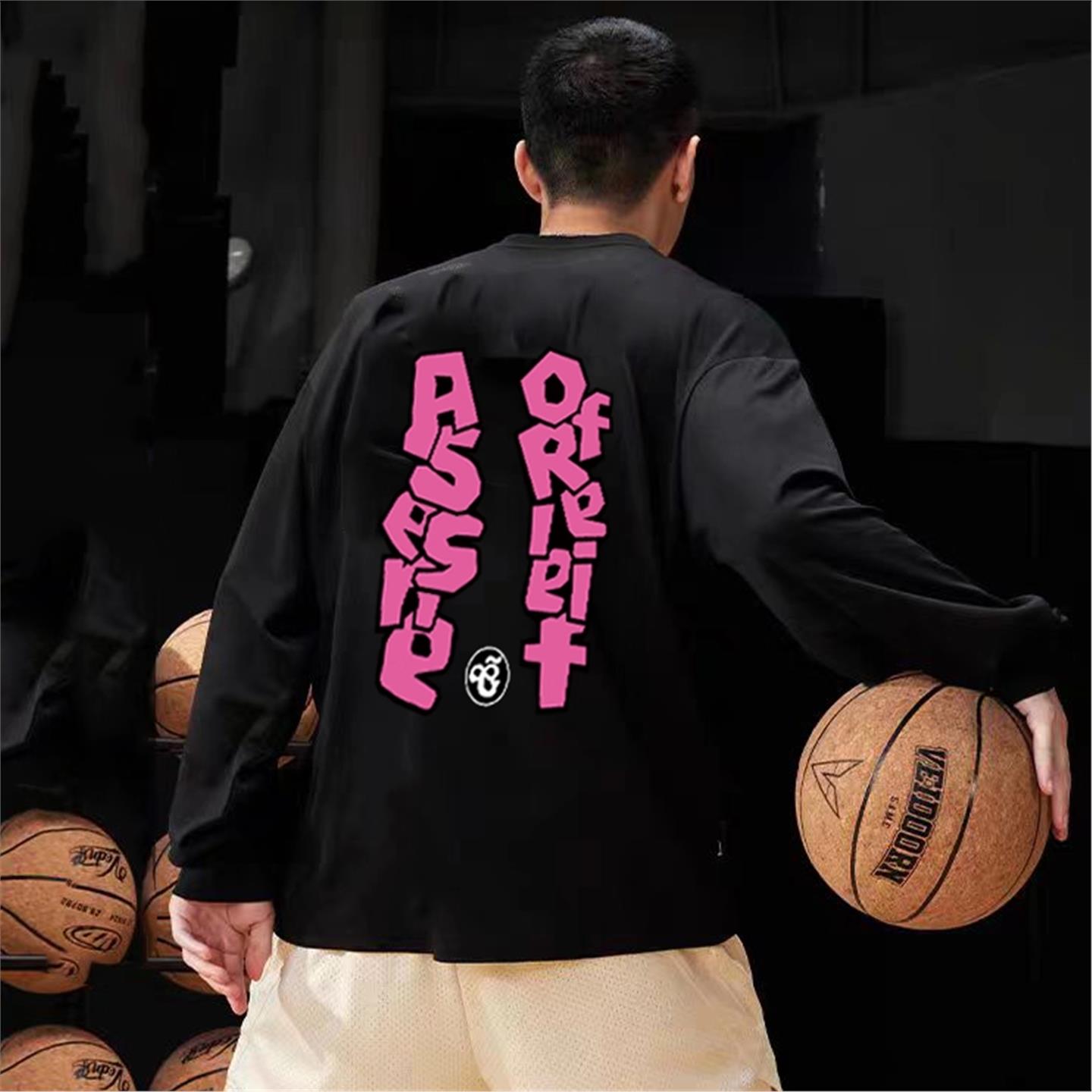 网眼速干运动插肩长袖t恤男