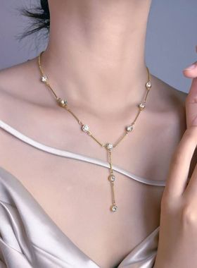 简约轻奢小众小众高级感感百搭流苏镶钻锆石钛钢满钻不掉色女款潮