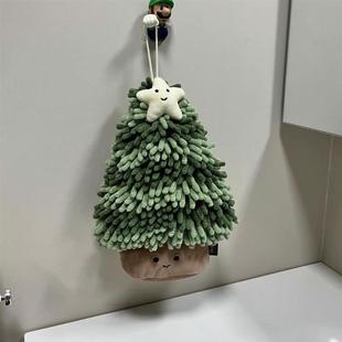 圣诞树擦手巾挂饰可爱雪尼尔超强吸水加厚防臭速干厨房卫生间浴室