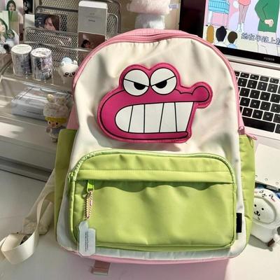 蜡笔小新书包可爱拼色大容量小学初高中大学生上课通勤卡通双肩包