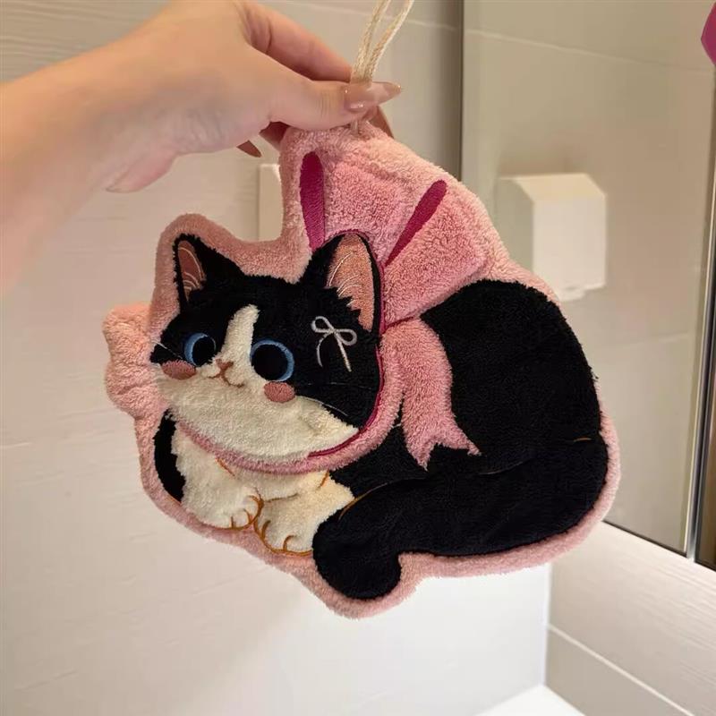 猫咪擦手巾挂式可爱毛巾超强吸水加厚高颜值厨房卫生间防臭速干
