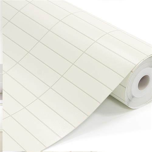 自粘加厚彷瓷砖壁纸防水防油墙贴奶油厨房改造翻新奶白条纹砖墙纸,家居饰品,软装墙贴,淘宝优惠券,粉丝福利购,淘宝优惠卷