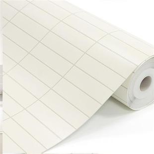 自粘加厚彷瓷砖壁纸防水防油墙贴奶油厨房改造翻新奶白条纹砖墙纸