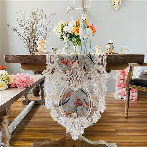欧式风轻奢高端餐桌旗结婚桌布中间长条茶桌布电视柜桌布布艺蕾丝,居家布艺,桌旗,淘宝优惠券,粉丝福利购,淘宝优惠卷