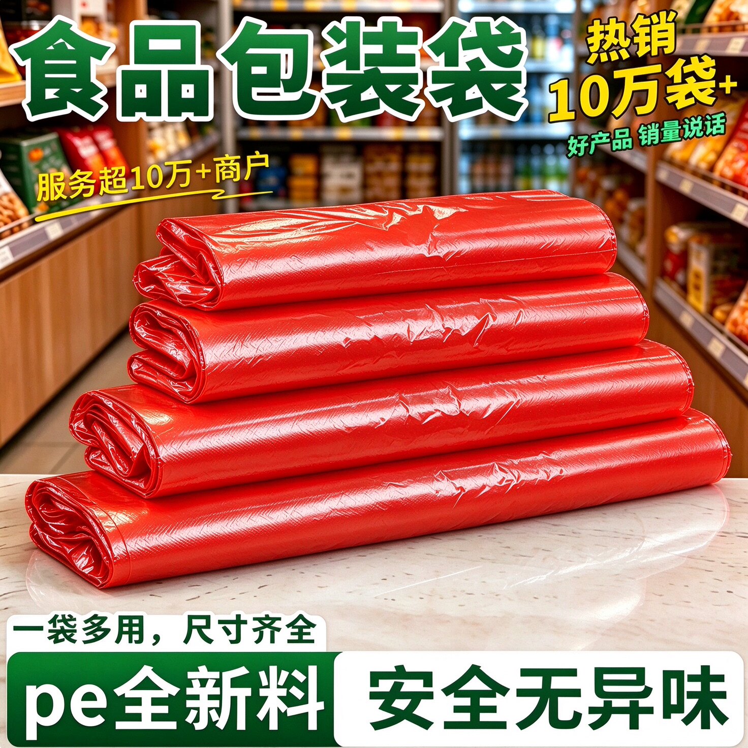 加厚红色塑料袋大号超市购物方便袋家用手提背心垃圾袋批发一次性