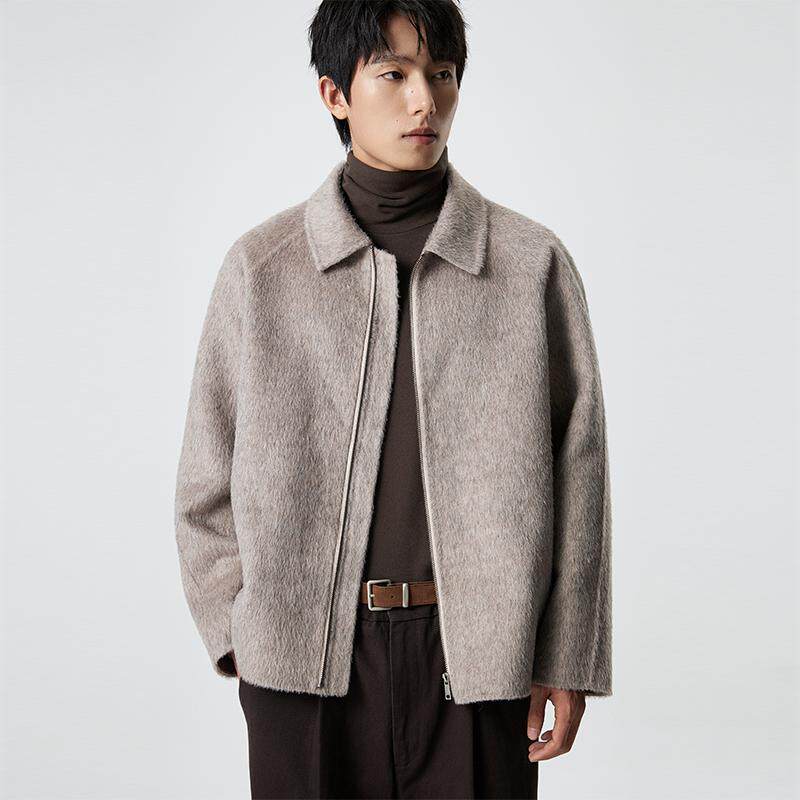 TUTM男装羊毛双面呢夹克男士翻领秋冬季2025新款保暖短款毛呢外套