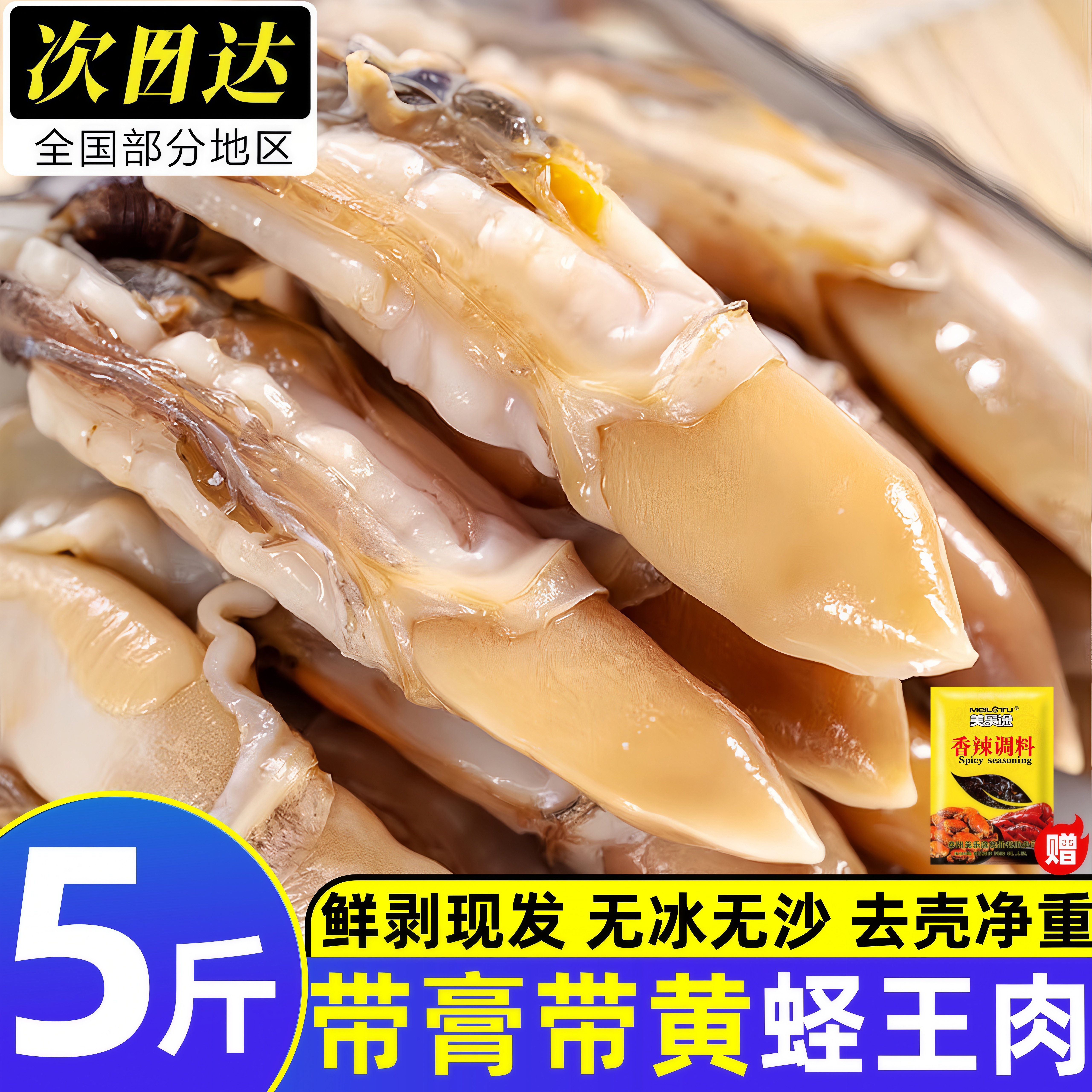 新鲜冷冻去壳带黄蛏王肉批发