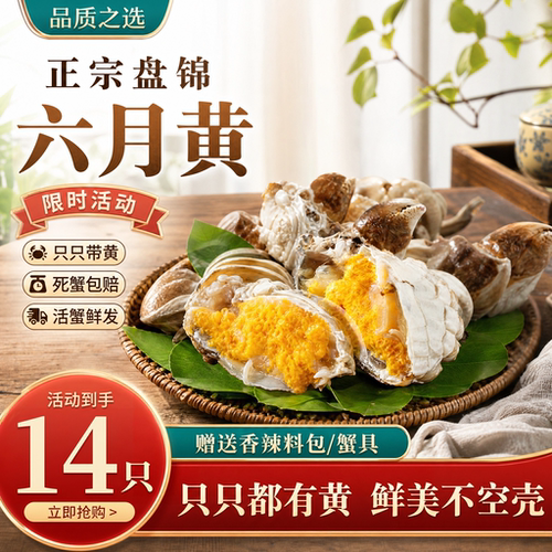 盘锦六月大闸蟹冷链包邮带黄