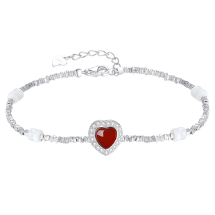 ParasKors派热 红眼泪手链红玛瑙碎银子小众轻奢生日礼物送女友