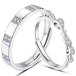 ParasKors PK派热童话对戒情侣戒指蝴蝶结原创银饰S925 情侣礼物