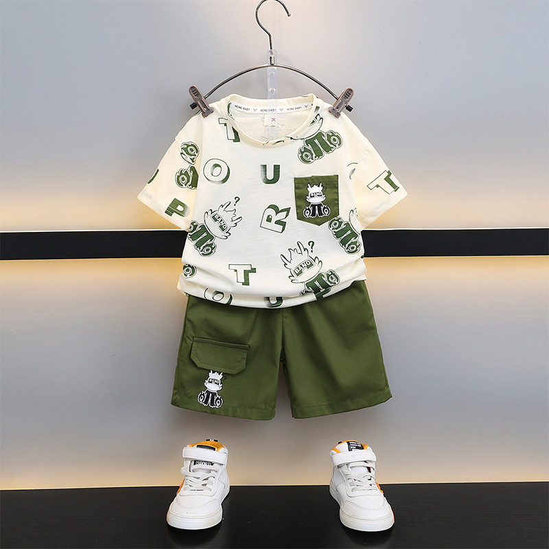 品牌专柜男童夏季短袖套装新款帅气儿童装时髦衣服宝宝夏季炸街潮