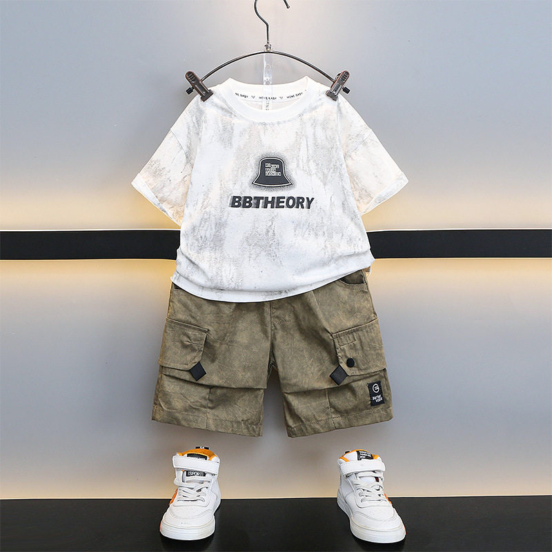 品牌专柜男童新款夏季短袖套装洋气儿童衣服时髦中大童薄款童装潮