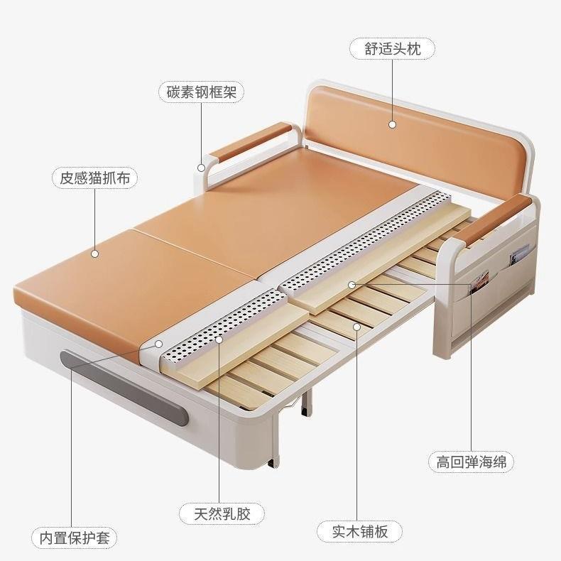 多功能伸缩床沙发床折叠两用储物床小户型沙发实木床免坐垫推拉床