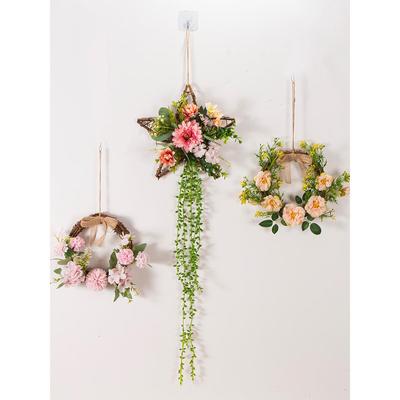 装饰花墙壁客厅卧室布置墙面创意藤编门上花环挂件墙上遮丑装饰品