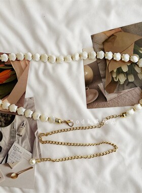 贝壳腰带腰链女配饰百搭配裙子连衣裙西装腰封装饰潮金属链条夏季