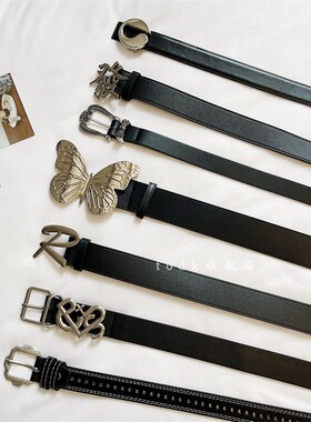 复古黑色腰带女酷个性简约百搭女士装饰皮带女款ins风小众裤带男