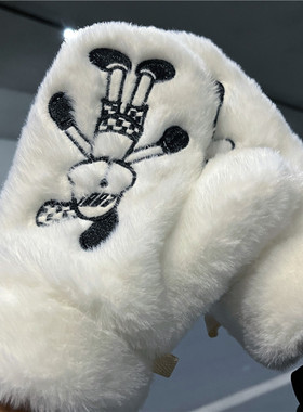 新款兔子毛绒手套冬防寒保暖可爱小熊学生女ins日系骑行加绒加厚