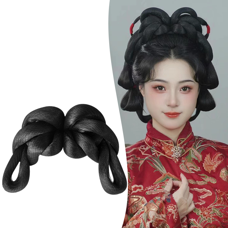 新娘假发包古装汉服国风过年假发婚冠古风小财神发髻中式秀禾造型