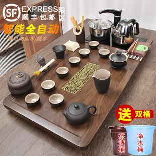 乌金石全自动茶盘烧水壶一体整块原石家用客厅办公室功夫茶具套装