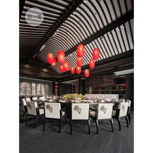 酒店餐厅餐桌椅沙发茶桌椅全套会所别墅包厢电动转盘圆桌饭桌定制