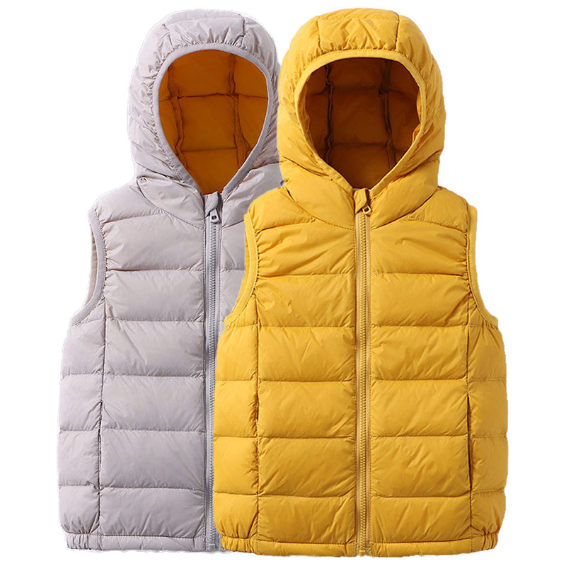 优款轻薄儿童羽绒马甲背心男童女童宝宝中小童外穿坎肩连帽外套薄