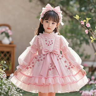 洛丽塔女童公主裙女孩绝美小裙子儿童秋季富家小千金连衣裙高级感
