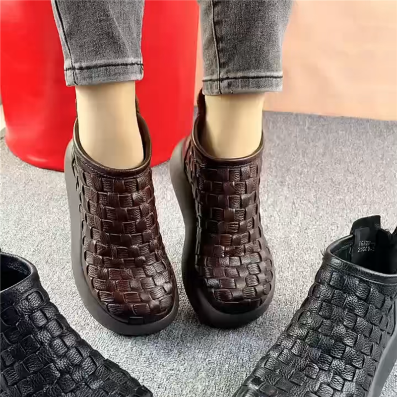 真皮短靴女厚底棉鞋女