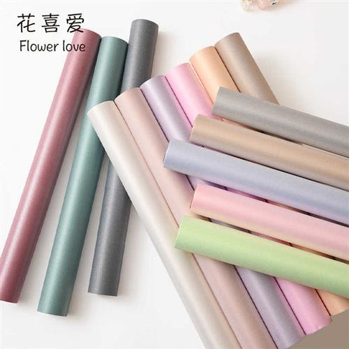 花喜爱防水珍珠缎丝绸质感膜加厚银闪膜包花纸鲜花包装材料花店用