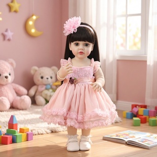 智能对话洋娃娃玩具女孩重生娃娃仿真人婴儿软胶换装生日礼物55cm