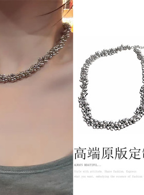 小众轻奢银色金属链条女锁骨链