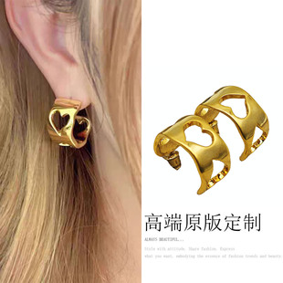 小众设计师款镂空爱心设计耳环女夸张个性鬼才冷淡风可调节耳饰